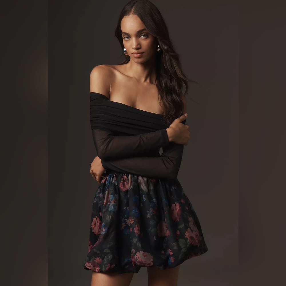 Anthropologie Floral Bubble Mini Skirt In L NWOT - Picture 2 of 11